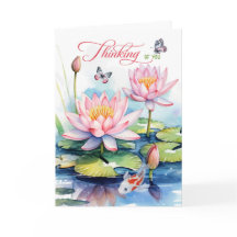 Waterlily Garden with Koi Fish Thinking of You