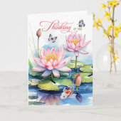 Waterlily Garden with Koi Fish Thinking of You Karte (Gelbe Blume)
