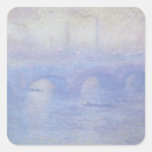 Waterloo Bridge, Effekt des Nebels von Claude Mone Quadratischer Aufkleber