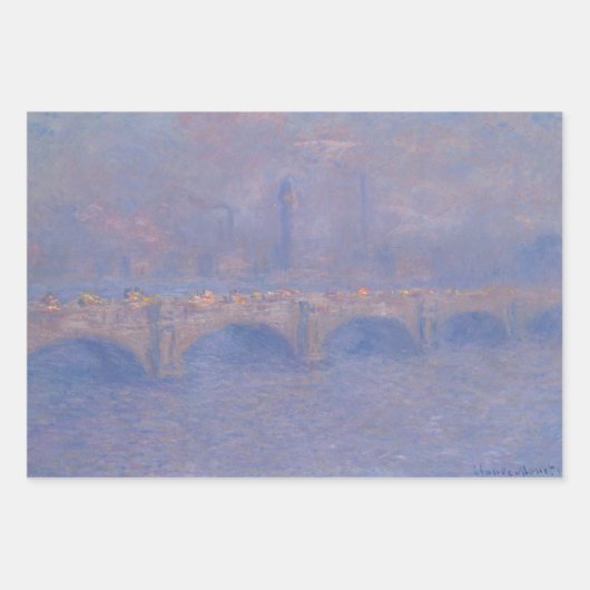 Waterloo Bridge Sonnenlicht Wirkung Monet Malerei Geschenkpapier Set (Vorderseite)
