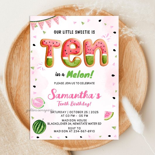 Watermelon 10. Geburtstagsparty Einladung