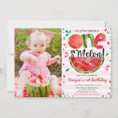 Watermelon 1. Geburtstag Party Foto Einladung (Vorderseite)