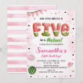 Watermelon 5. Geburtstagsparty Einladung (Vorne/Hinten)