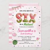 Watermelon 6h Geburtstagsparty Einladung (Vorne/Hinten)