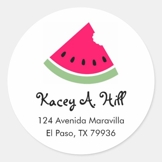 Watermelon Address Labels Runder Aufkleber (Vorderseite)