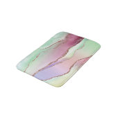 Watermelon Agate | Neo Mint Green und Cassis Pink Badematte (Schrägansicht)