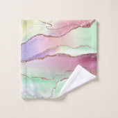 Watermelon Agate | Neo Mint Green und Cassis Pink Badhandtuch Set (Waschlappen)