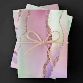 Watermelon Agate | Neo Mint Green und Cassis Pink Geschenkpapier Set