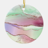 Watermelon Agate | Neo Mint Green und Cassis Pink Keramik Ornament (Vorne)
