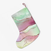 Watermelon Agate | Neo Mint Green und Cassis Pink Kleiner Weihnachtsstrumpf (Rückseite (Hängend))