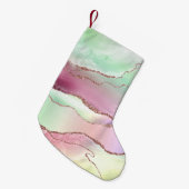 Watermelon Agate | Neo Mint Green und Cassis Pink Kleiner Weihnachtsstrumpf (Vorderansicht (hängend))