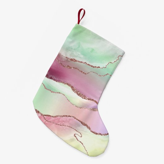 Watermelon Agate | Neo Mint Green und Cassis Pink Kleiner Weihnachtsstrumpf (Vorderansicht (hängend))