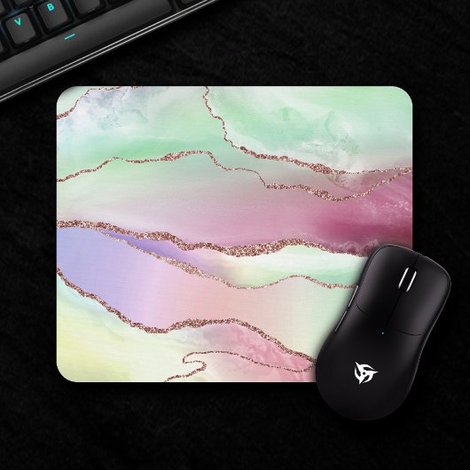 Watermelon Agate | Neo Mint Green und Cassis Pink Mousepad