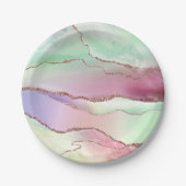 Watermelon Agate | Neo Mint Green und Cassis Pink Pappteller (Vorderseite)