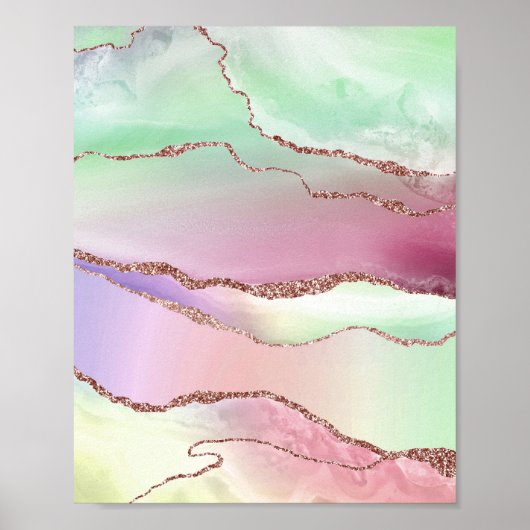 Watermelon Agate | Neo Mint Green und Cassis Pink Poster (Vorne)