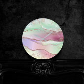 Watermelon Agate | Neo Mint Green und Cassis Pink Runde Wanduhr