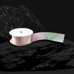 Watermelon Agate   Neo Mint Green und Cassis Pink Satinband