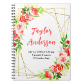 Watermelon and Pomegranate Baby Birth Stats Notizblock (Vorderseite)