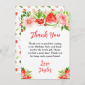 Watermelon and Pomegranate Birthday Party Dankeskarte (Vorne/Hinten)