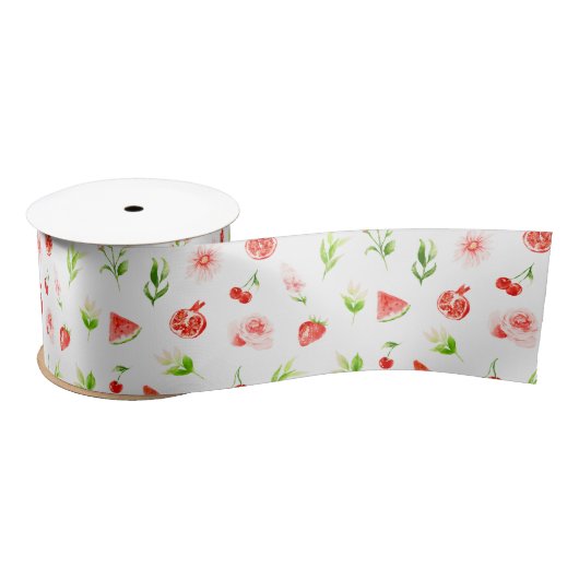 Watermelon and Pomegranate Pattern Satinband (Spule)