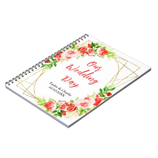 Watermelon and Pomegranate Wedding Planner Notizblock (Linke Seite)