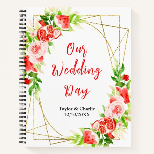 Watermelon and Pomegranate Wedding Planner Notizblock (Vorderseite)