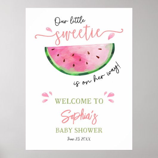 Watermelon Baby Dusche Willkommen Poster (Vorne)