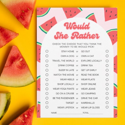 Watermelon Baby Dusche würde sie eher Spielkarte Einladung