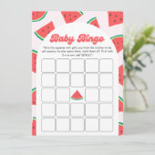 Watermelon Baby Show Bingo Game Card Einladung (Stehend Vorderseite)
