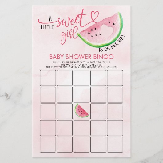 Watermelon Baby Shower Bingo Showspiele (Vorderseite)