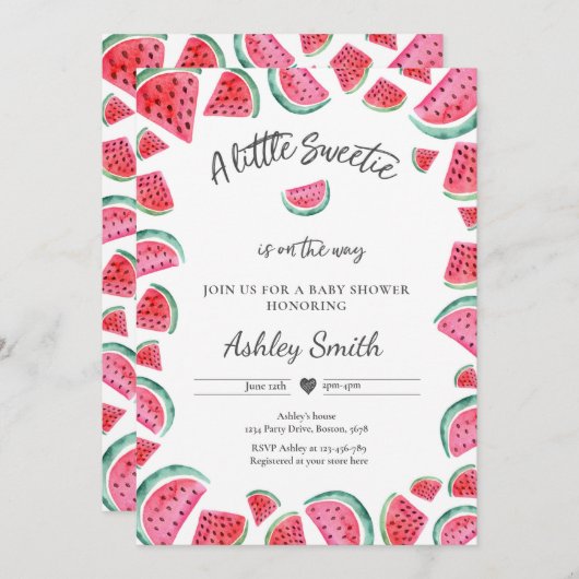 Watermelon Baby Shower Summer Fruit Baby Dusche Einladung (Vorne/Hinten)