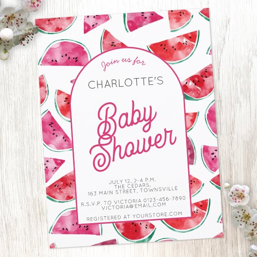 Watermelon Babydusche Einladung Postkarte