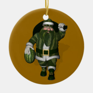 Watermelon Bauer Santa Claus Keramik Ornament