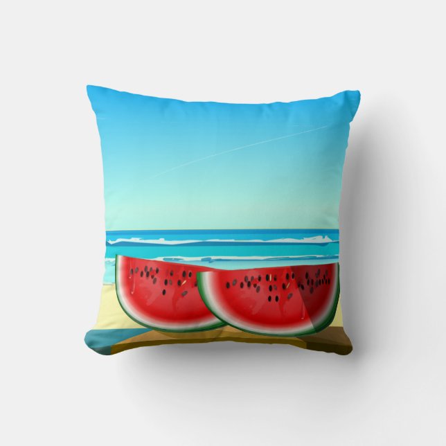 Watermelon Beach Summer Vibe Throw Kissen (Vorderseite)