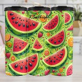 Watermelon Berry Citrus Sommer Muster Thermosbecher