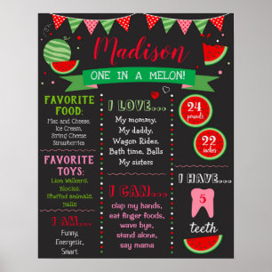 Watermelon Birthday Birthday Sign Poster
