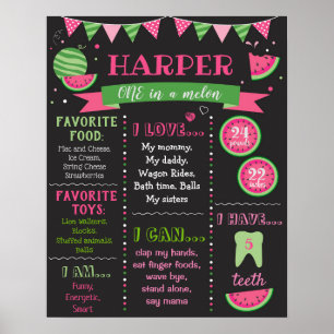 Watermelon Birthday Chalkboard Poster-Zeichen Poster