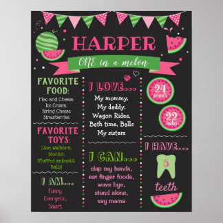 Watermelon Birthday Chalkboard Poster-Zeichen Poster