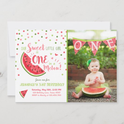 Watermelon Birthday Einladung Melon Summer Party (Vorderseite)
