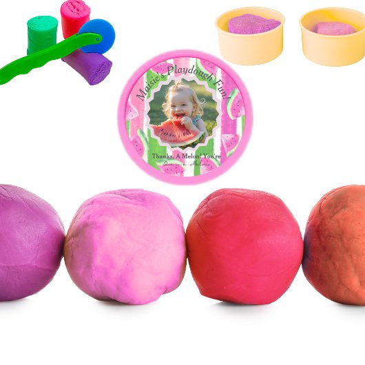 Watermelon Birthday Favor Playdough Lid Runder Aufkleber