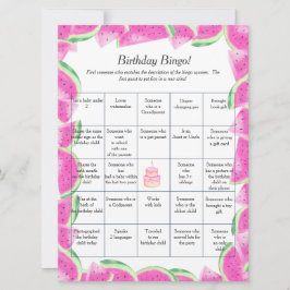 Watermelon Birthday Find Guest Bingo Spielkarte Feiertagskarte