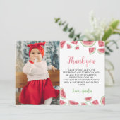 Watermelon Birthday Foto Danke, Card Dankeskarte (Stehend Vorderseite)