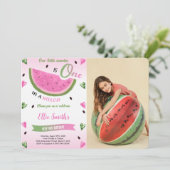 Watermelon Birthday Foto Einladung (Stehend Vorderseite)
