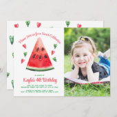 Watermelon Birthday Foto Einladung (Vorne/Hinten)