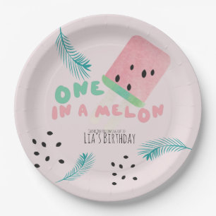 Watermelon Birthday Girl / One in the Melon Pink Pappteller