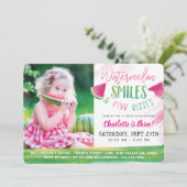 Watermelon Birthday Girl Picnic Party Einladung (Stehend Vorderseite)