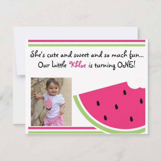 Watermelon Birthday Invest Einladung (Vorderseite)