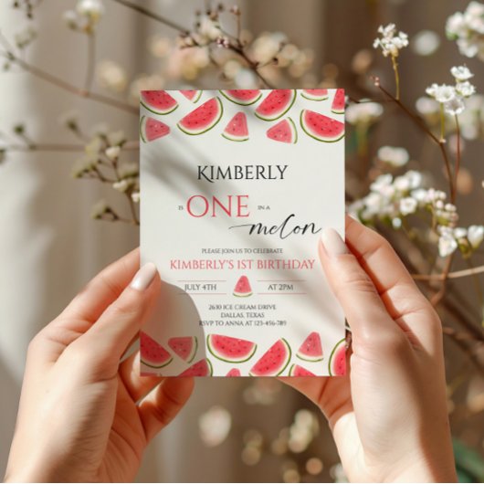 Watermelon Birthday, One in Melon Birthday Party Einladung