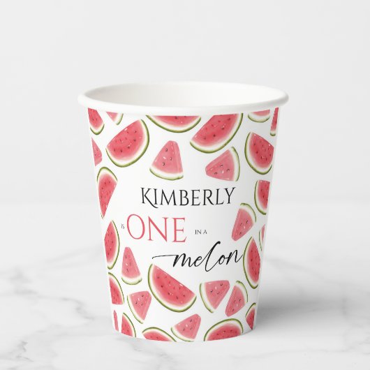 Watermelon Birthday, One in Melon Birthday Party Pappbecher (Vorderseite)