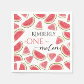 Watermelon Birthday, One in Melon Birthday Party Serviette (Vorderseite)